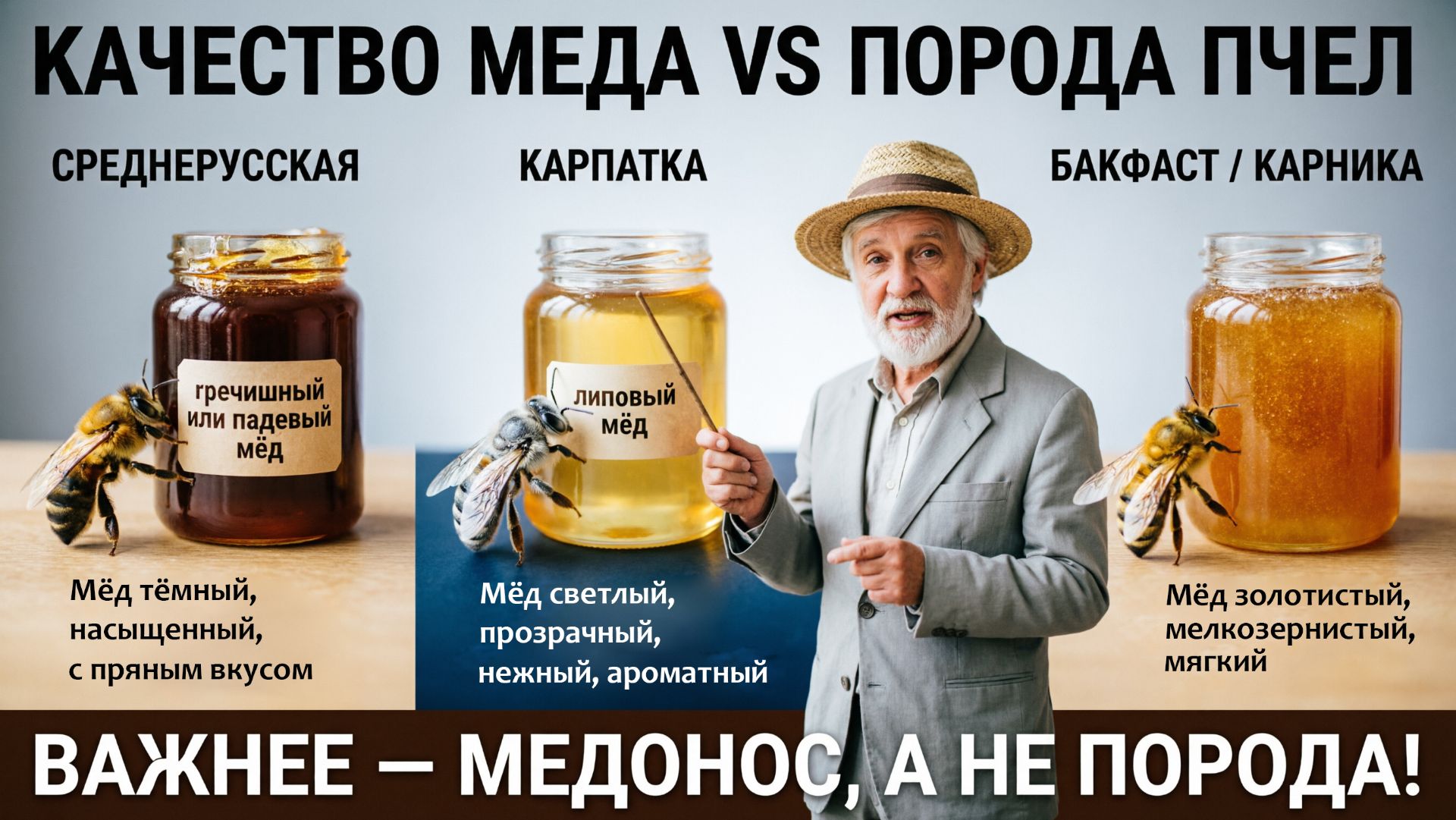 Влияет ли порода пчёл на качество мёда? Отвечает профессор Кашковский 🍯🐝