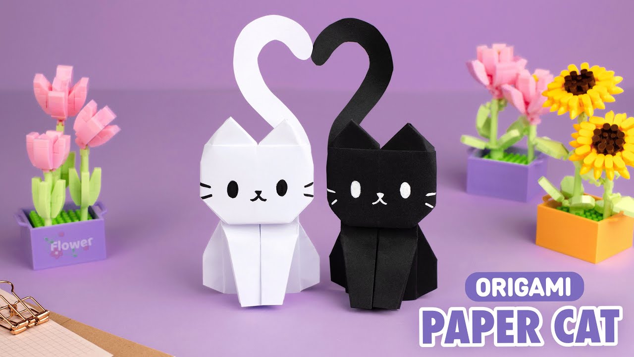 Оригами Котик из бумаги | Origami Paper Cat