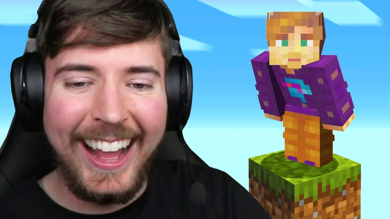 Мистер Бист. Minecraft,100 игроков на одном блоке. Быстрое строительство за деньги. MrBeast