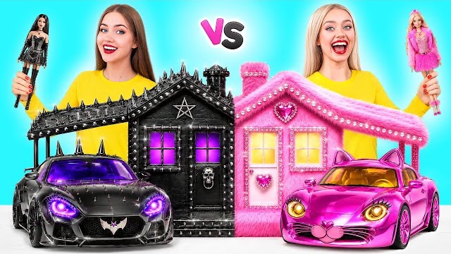 Строим Удивительный Кукольный Домик | Черное vs Розовое Челлендж