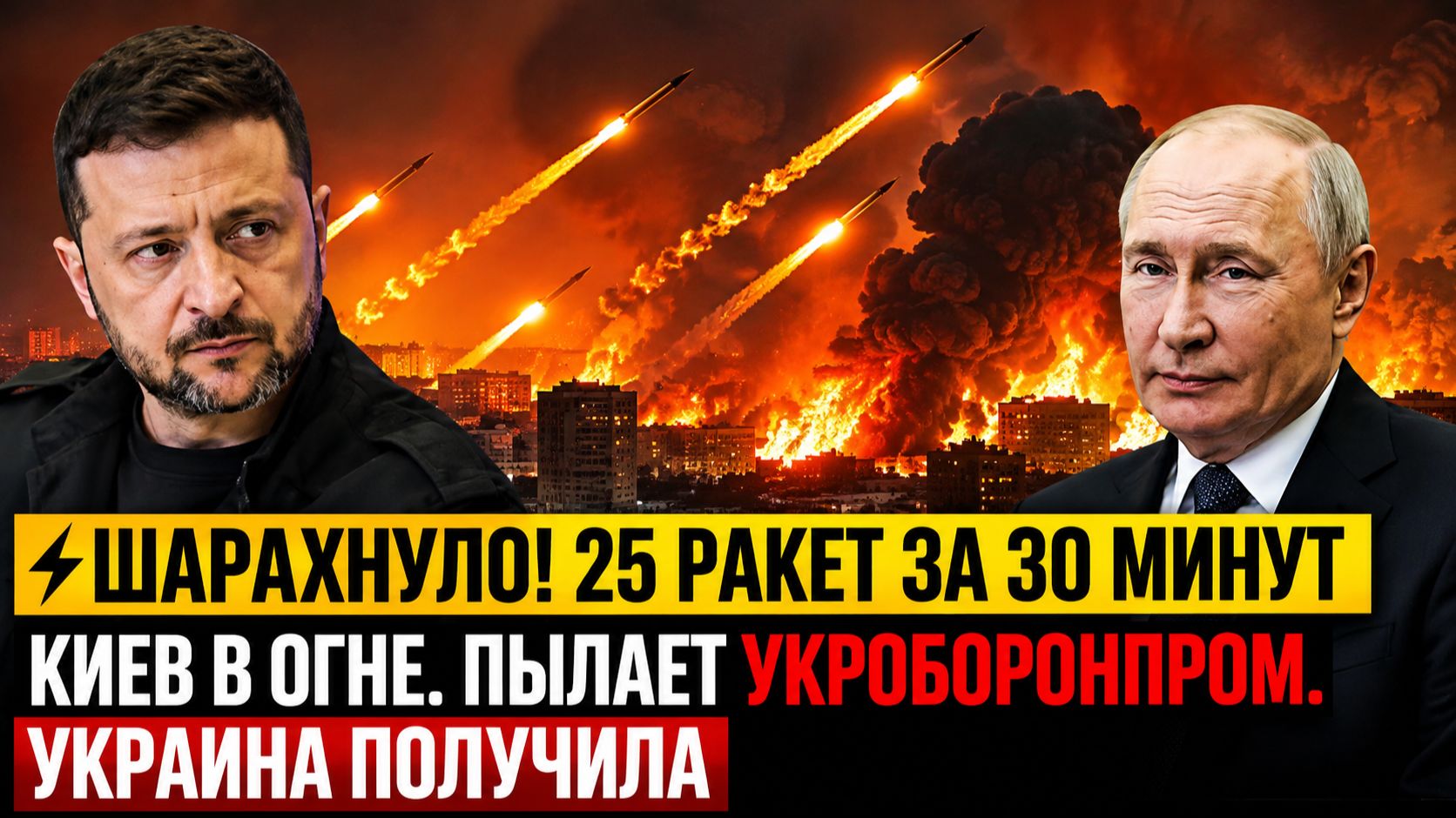 ШАРАХНУЛО! 25 ракет за 30 минут Киев в огне. Пылает Укроборонпром. Украина Получила