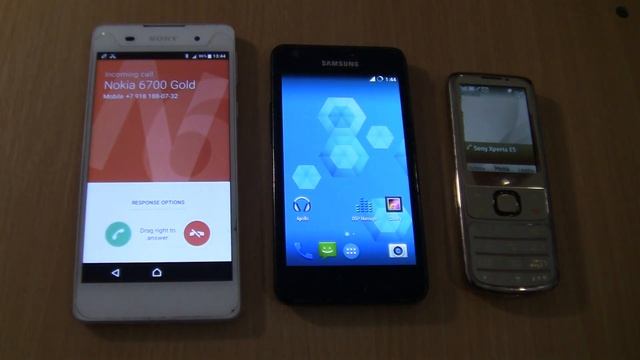 Incoming call & Outgoing call at the Same Time Samsung Galaxy S2 CyanogenMod+Nokia 6700+Sony E5